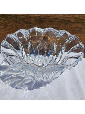 Cristal D'Arques Calliope Serving Bowl 10" crystal France scalloped 6lb 1999 mil